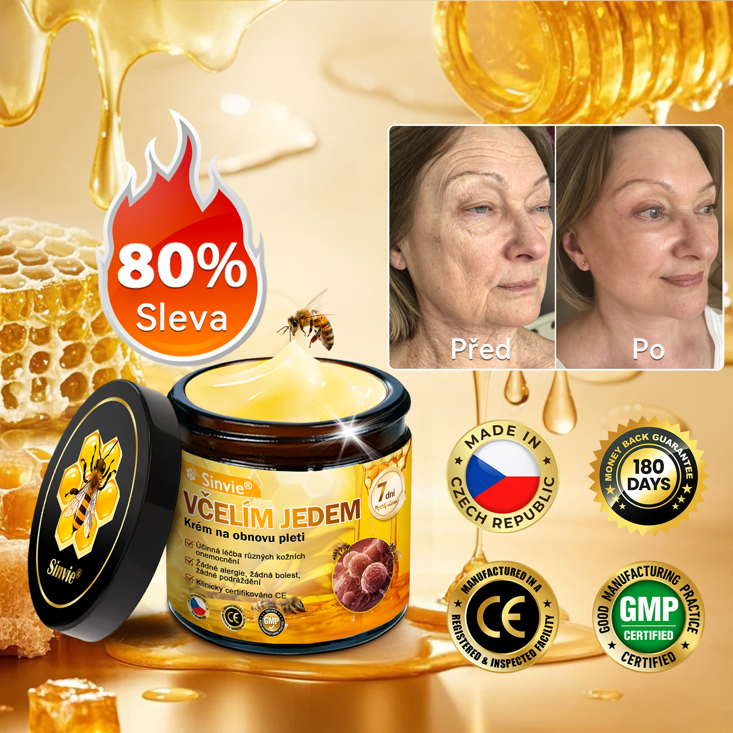 🐝👨‍⚕‍Sinvie® Krém na obnovu pleti s včelím jedem(👨‍⚕‍CE schváleno)👍✅