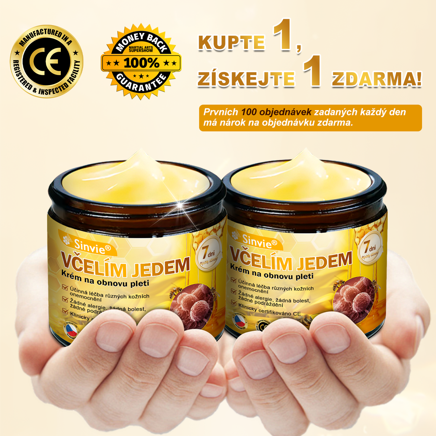 🐝👨‍⚕‍Sinvie® Krém na obnovu pleti s včelím jedem(👨‍⚕‍CE schváleno)👍✅